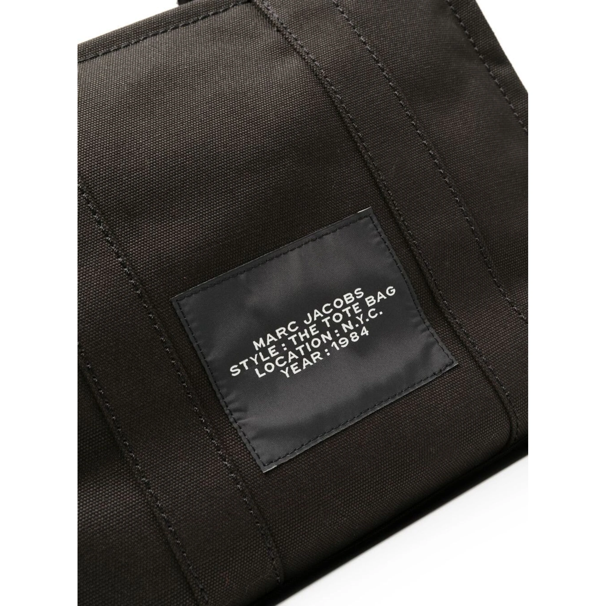 The Medium Tote Black Tote Bag with Contrasting Logo Lettering on the Front in Cotton Woman