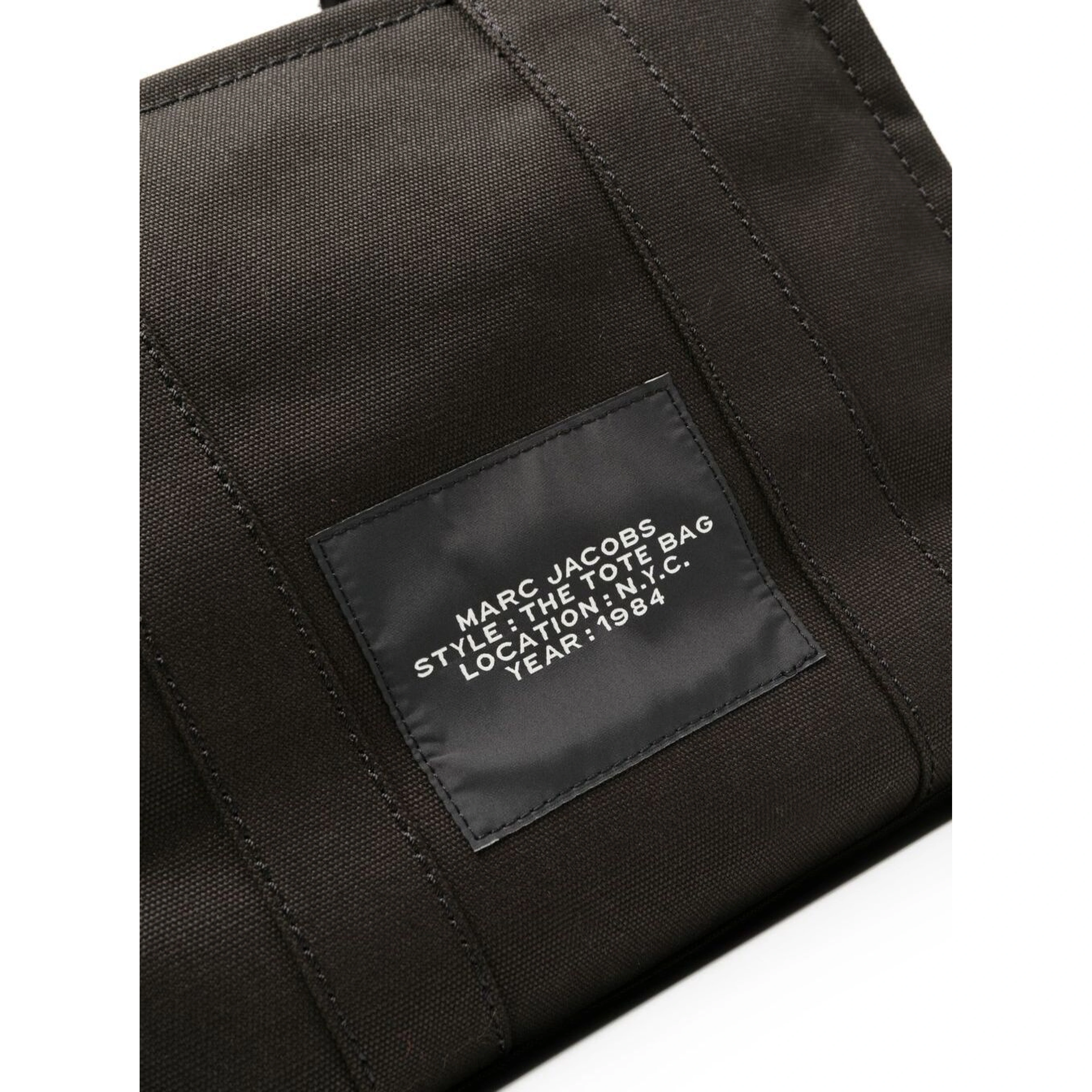 The Medium Tote Black Tote Bag with Contrasting Logo Lettering on the Front in Cotton Woman