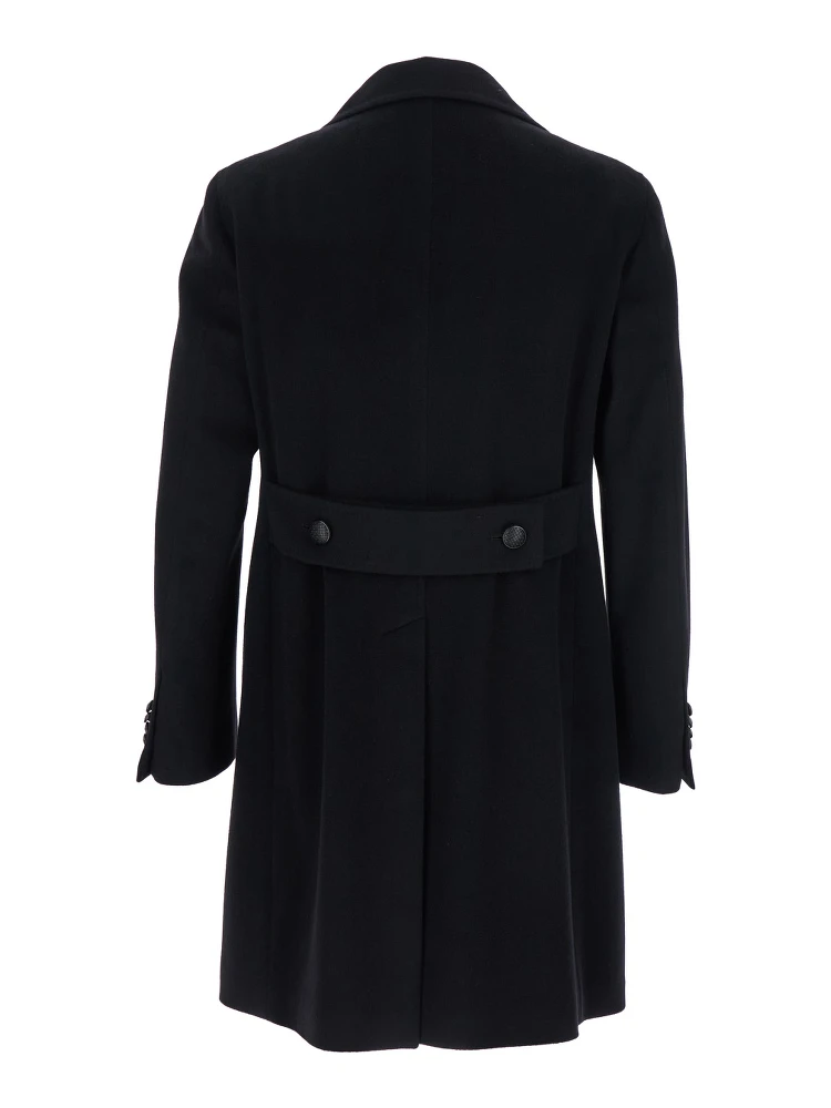 Arden Black Double-Breasted Coat with Notched Revers in Wool and Cashmere Man alternative