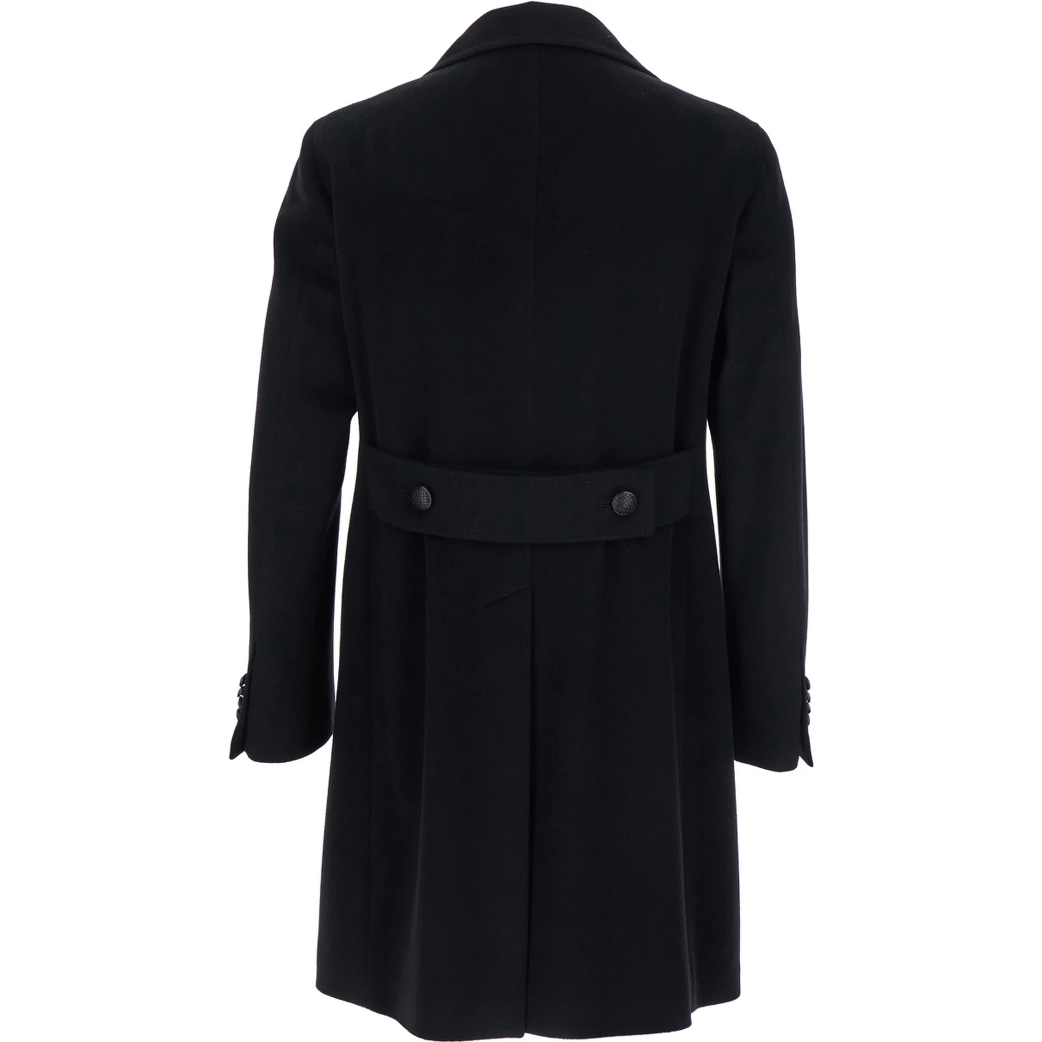 Arden Black Double-Breasted Coat with Notched Revers in Wool and Cashmere Man