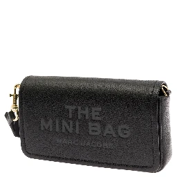 Mini Black Crossbody Bag with Engraved Logo in Hammered Leather Woman