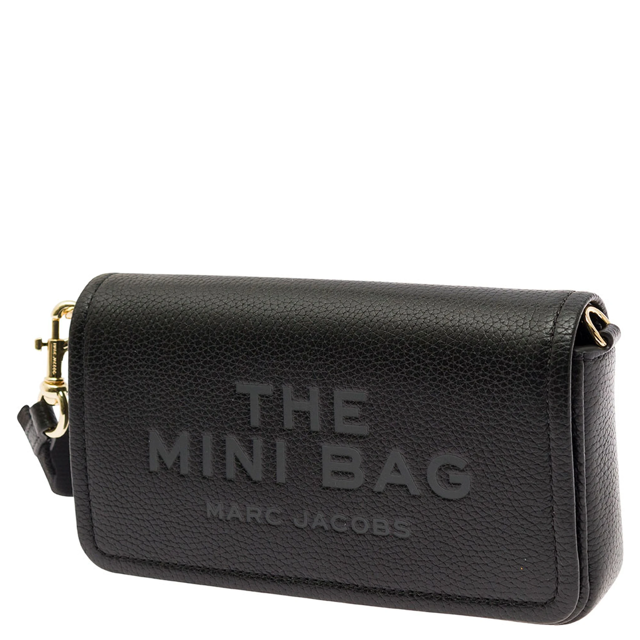 Mini Black Crossbody Bag with Engraved Logo in Hammered Leather Woman
