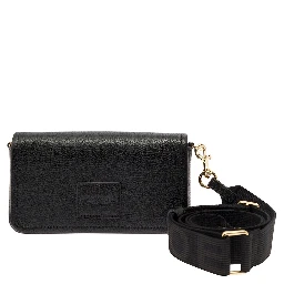 Mini Black Crossbody Bag with Engraved Logo in Hammered Leather Woman