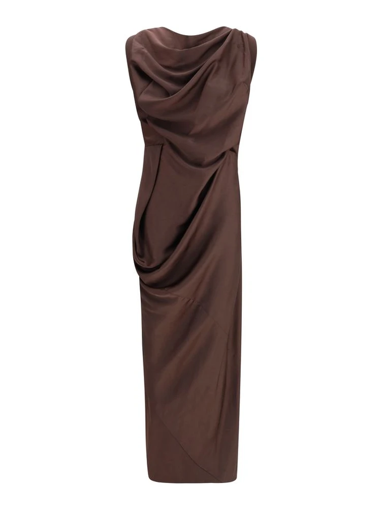 Brown Polyester Cocktail Dress