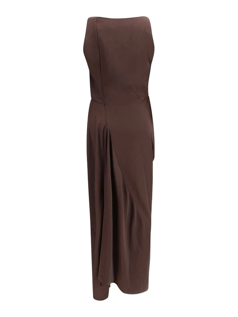 Brown Polyester Cocktail Dress