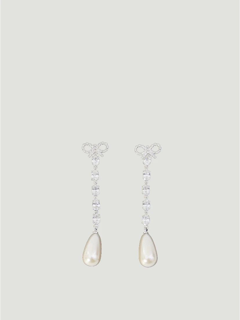Bow pearl droplet earrings