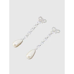 Bow pearl droplet earrings