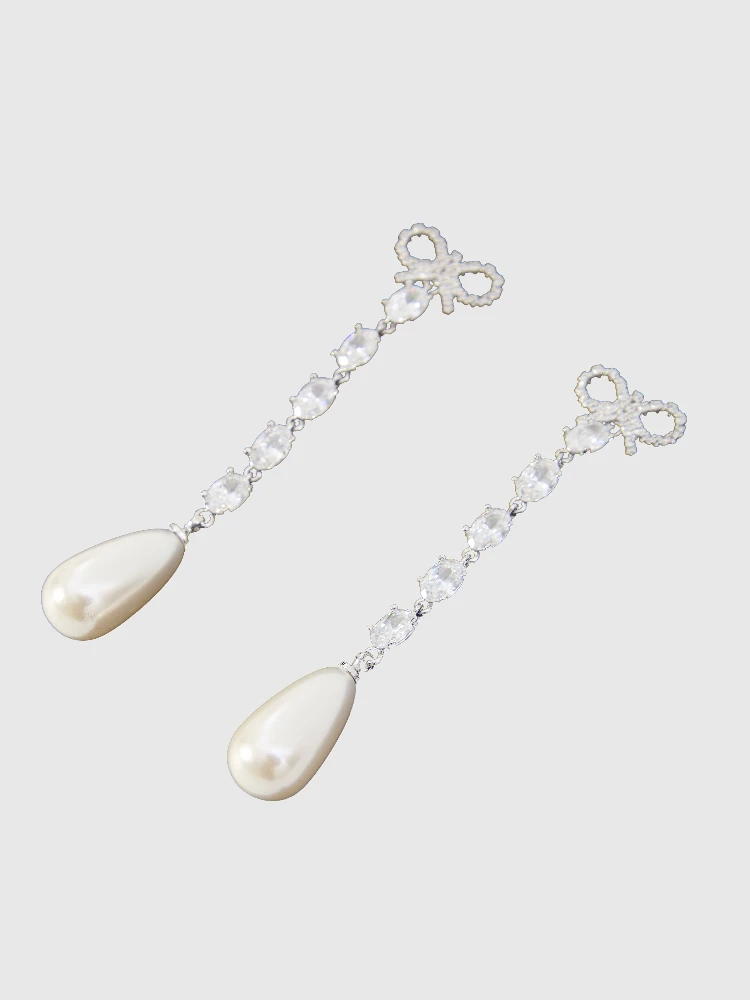 Bow pearl droplet earrings alternative