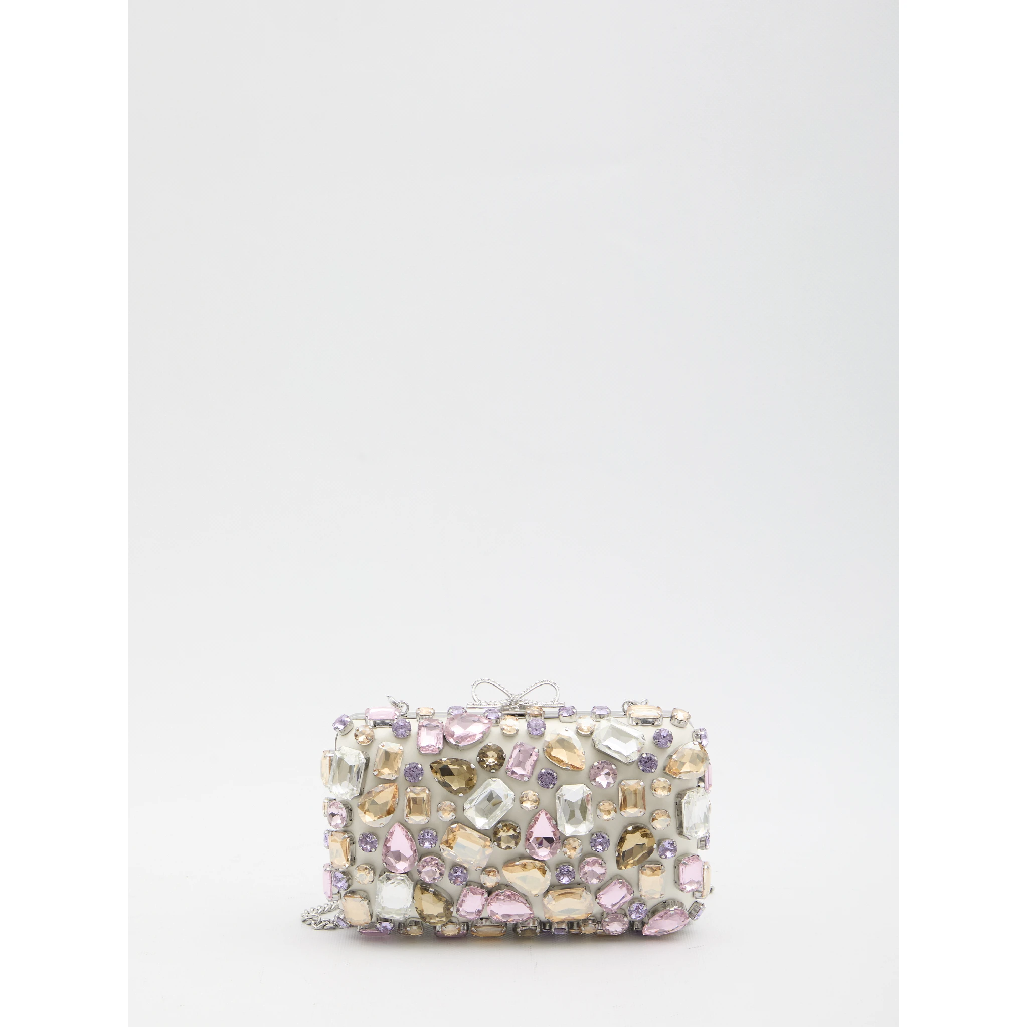 Multi crystal embellished clutch bag
