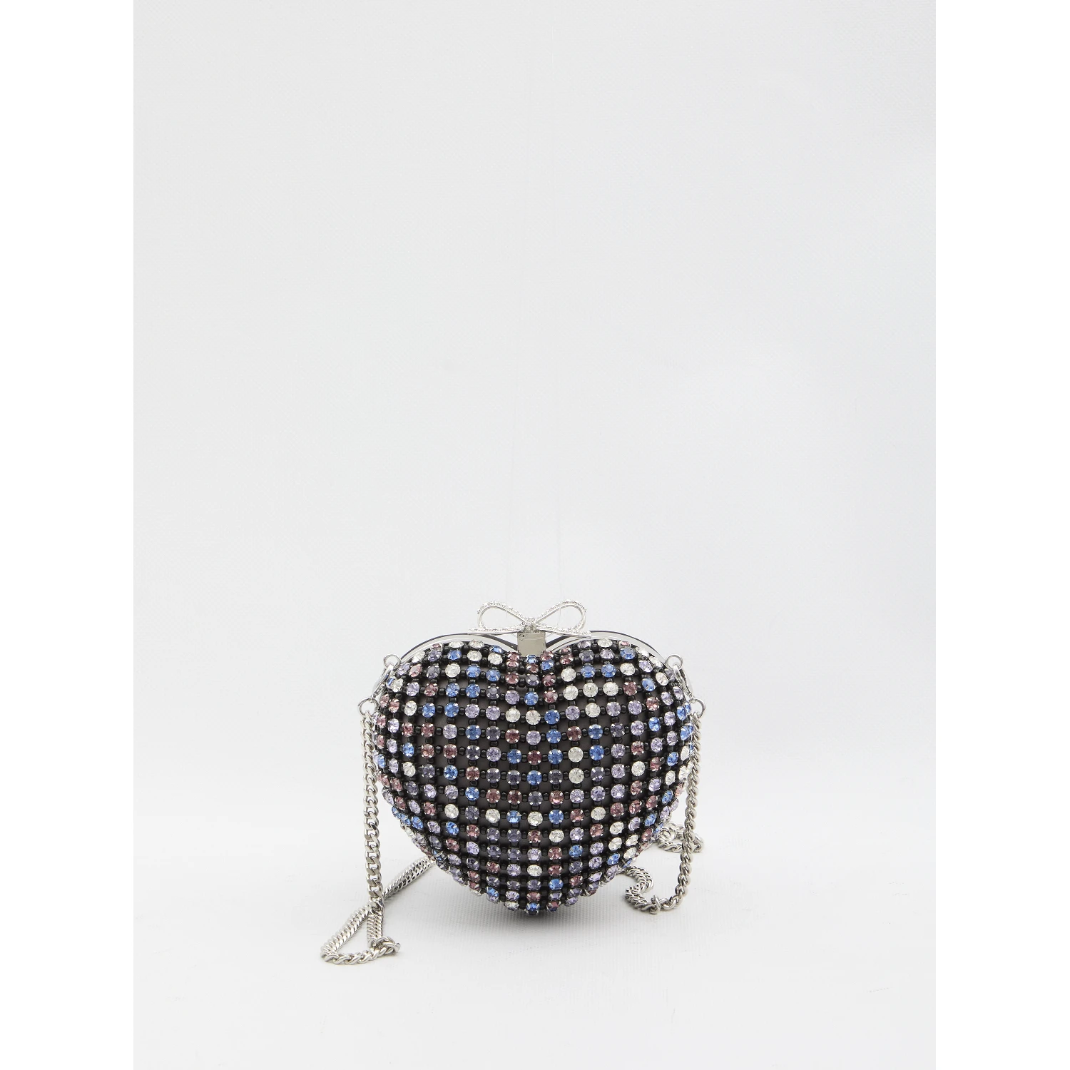 Multi crystal Heart clutch bag