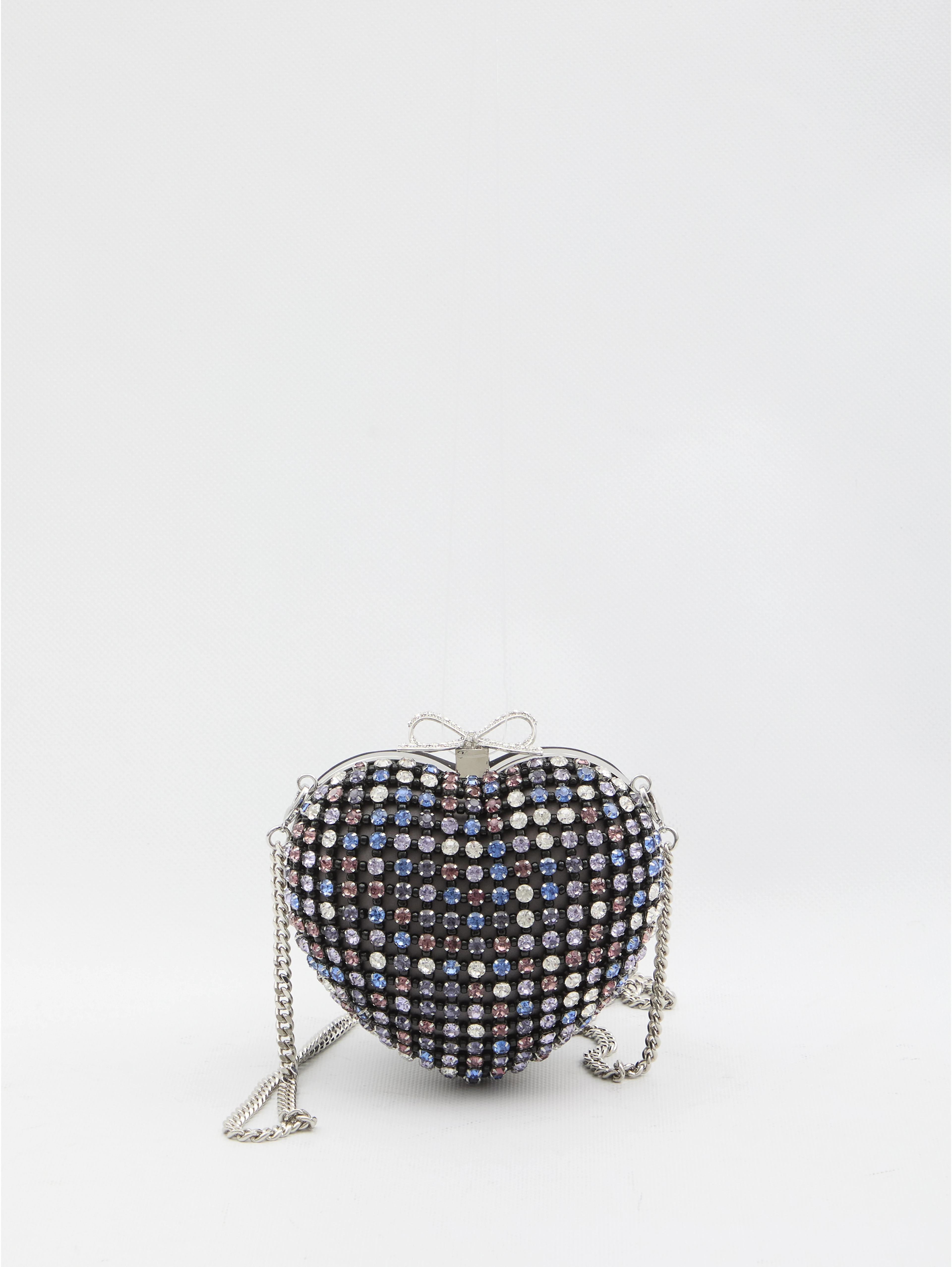 Multi crystal Heart clutch bag