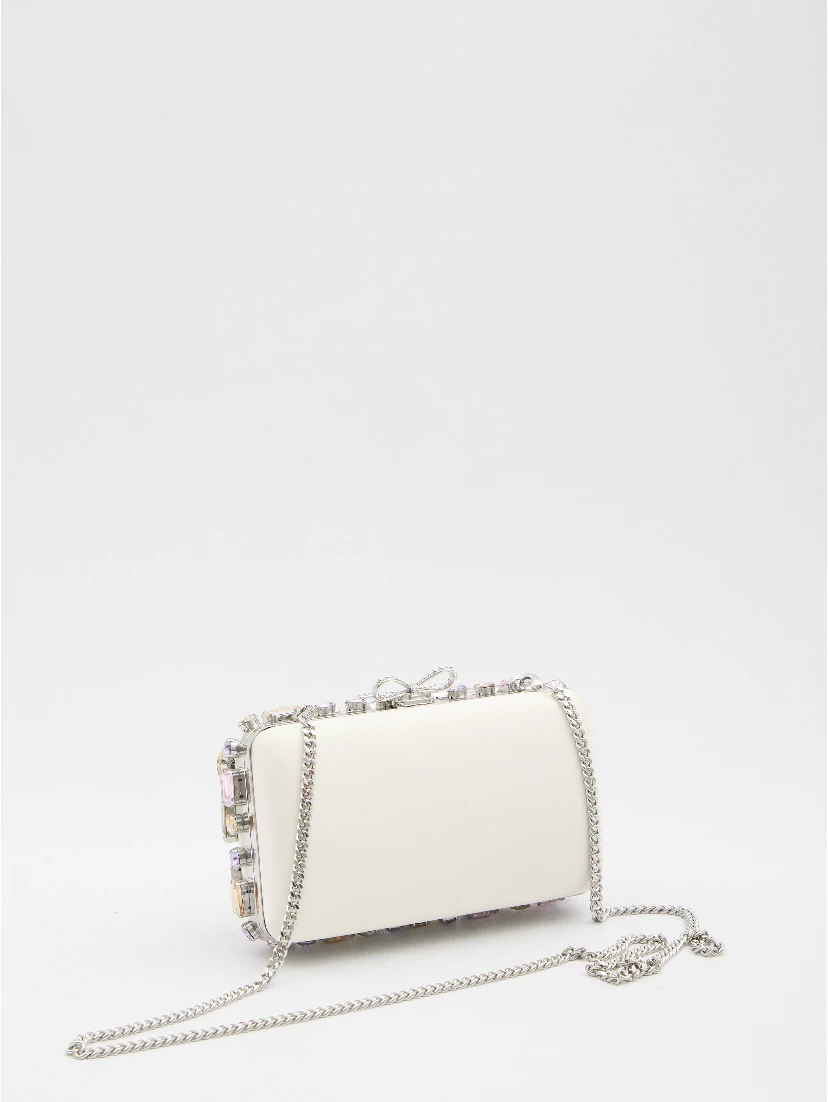 Multi crystal embellished clutch bag