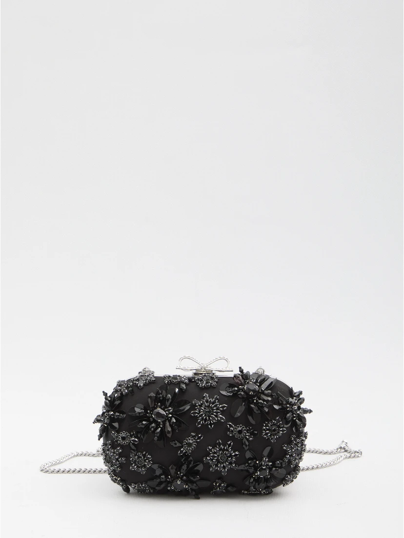 Floral crystal clutch bag