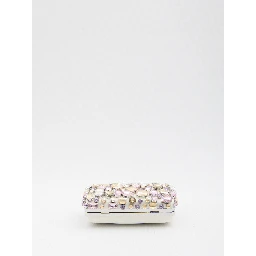 Multi crystal embellished clutch bag