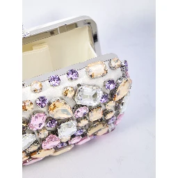 Multi crystal embellished clutch bag