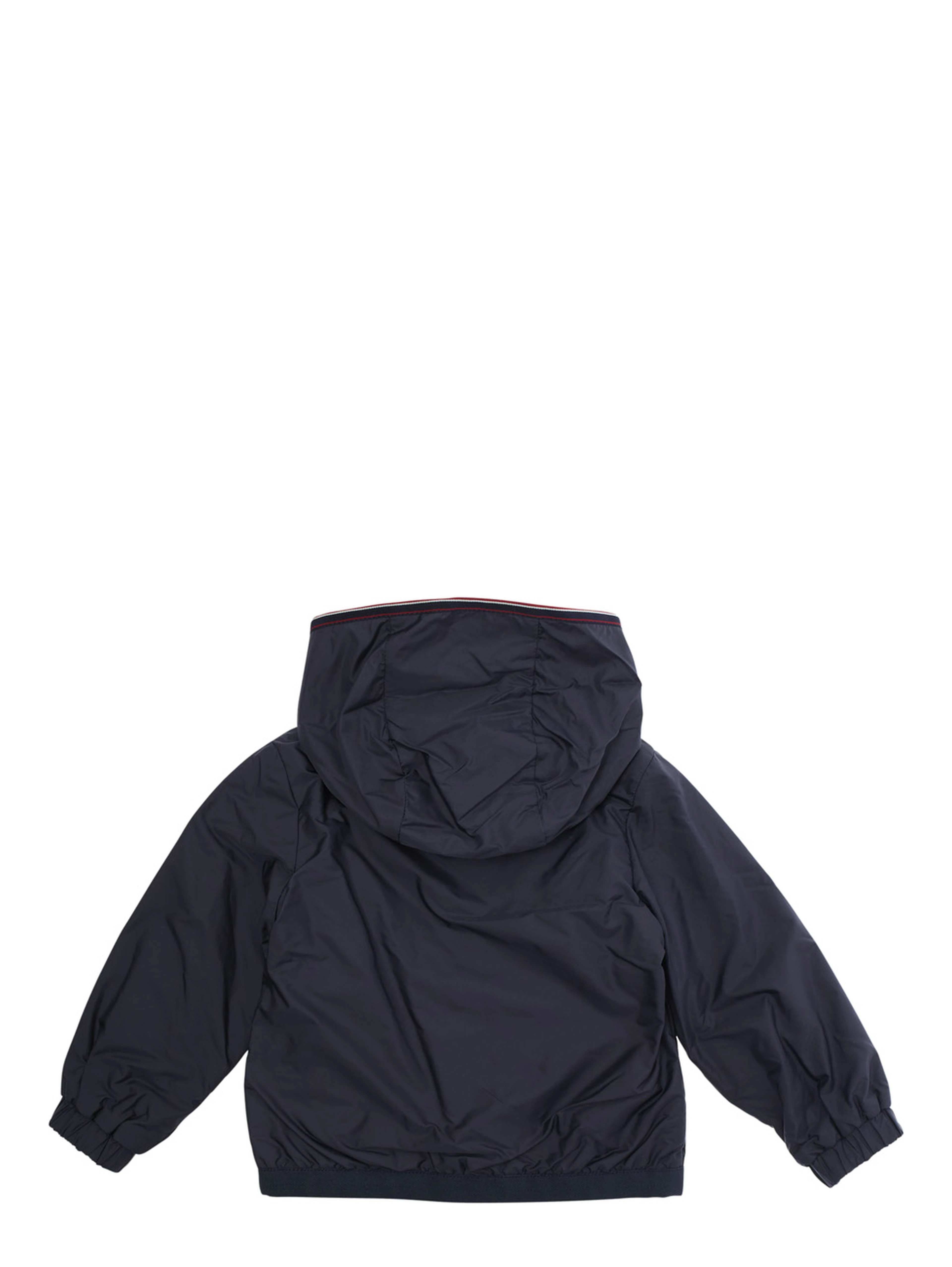 Anton Blue Jacket with Hood and Logo Patch on Sleeve in Tech Fabric Baby