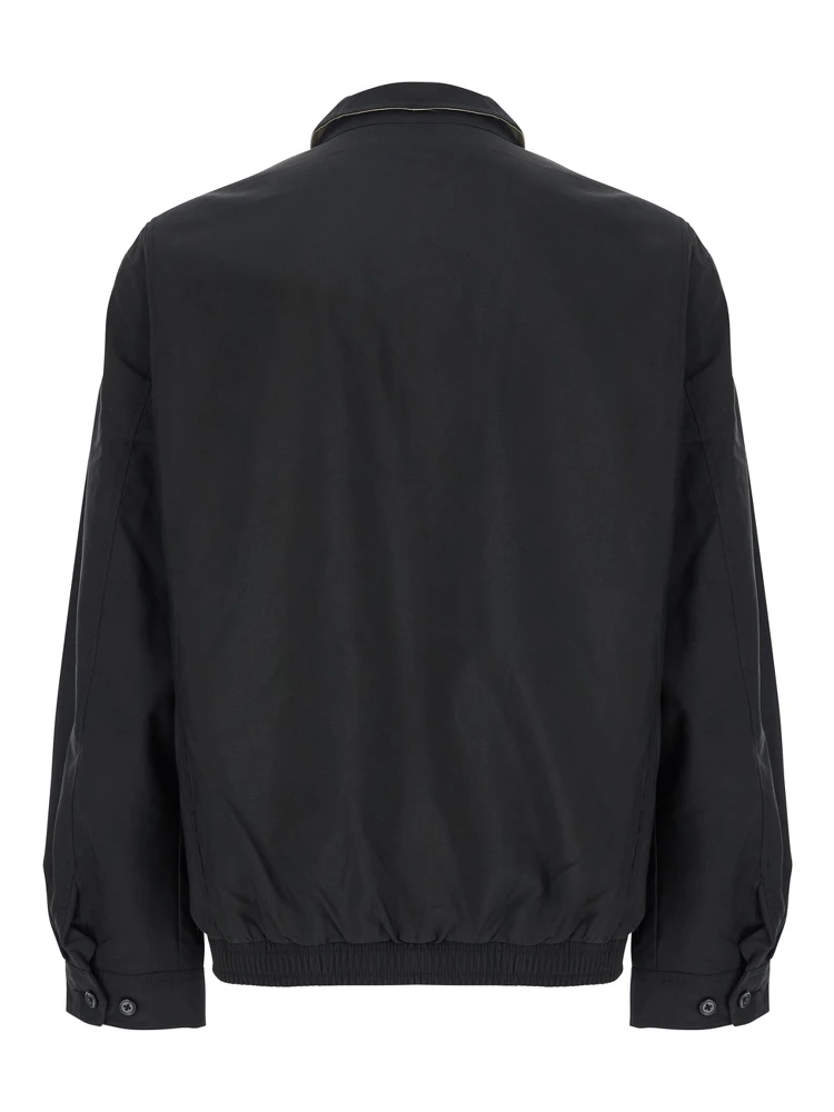 Giacca a Vento con Colletto Classico e Dettaglio Pony sul Fronte in Cotone Nera Uomo alternative