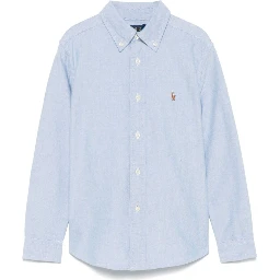Blue Cotton Shirt with Embroidered Pony Logo on the Front Boy
