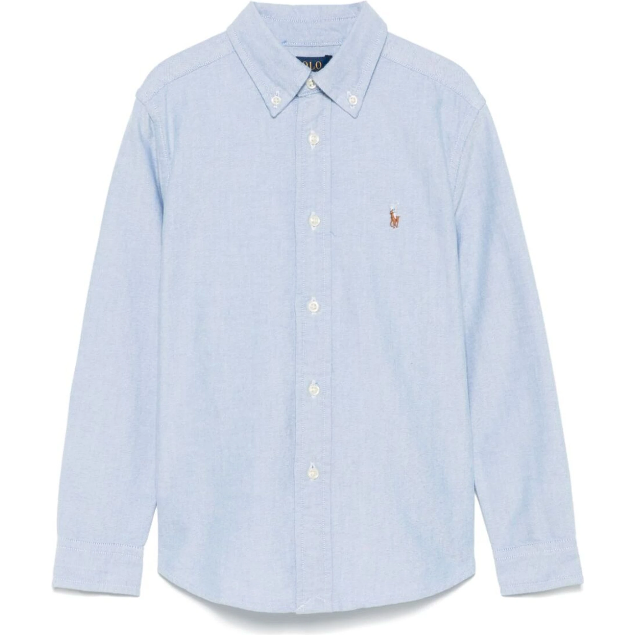 Blue Cotton Shirt with Embroidered Pony Logo on the Front Boy