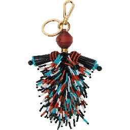 Multicolor Keyring with Beaded Tassel in Glass and Fabric Woman
