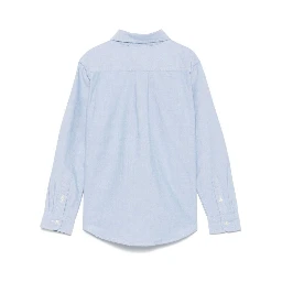 Blue Cotton Shirt with Embroidered Pony Logo on the Front Boy