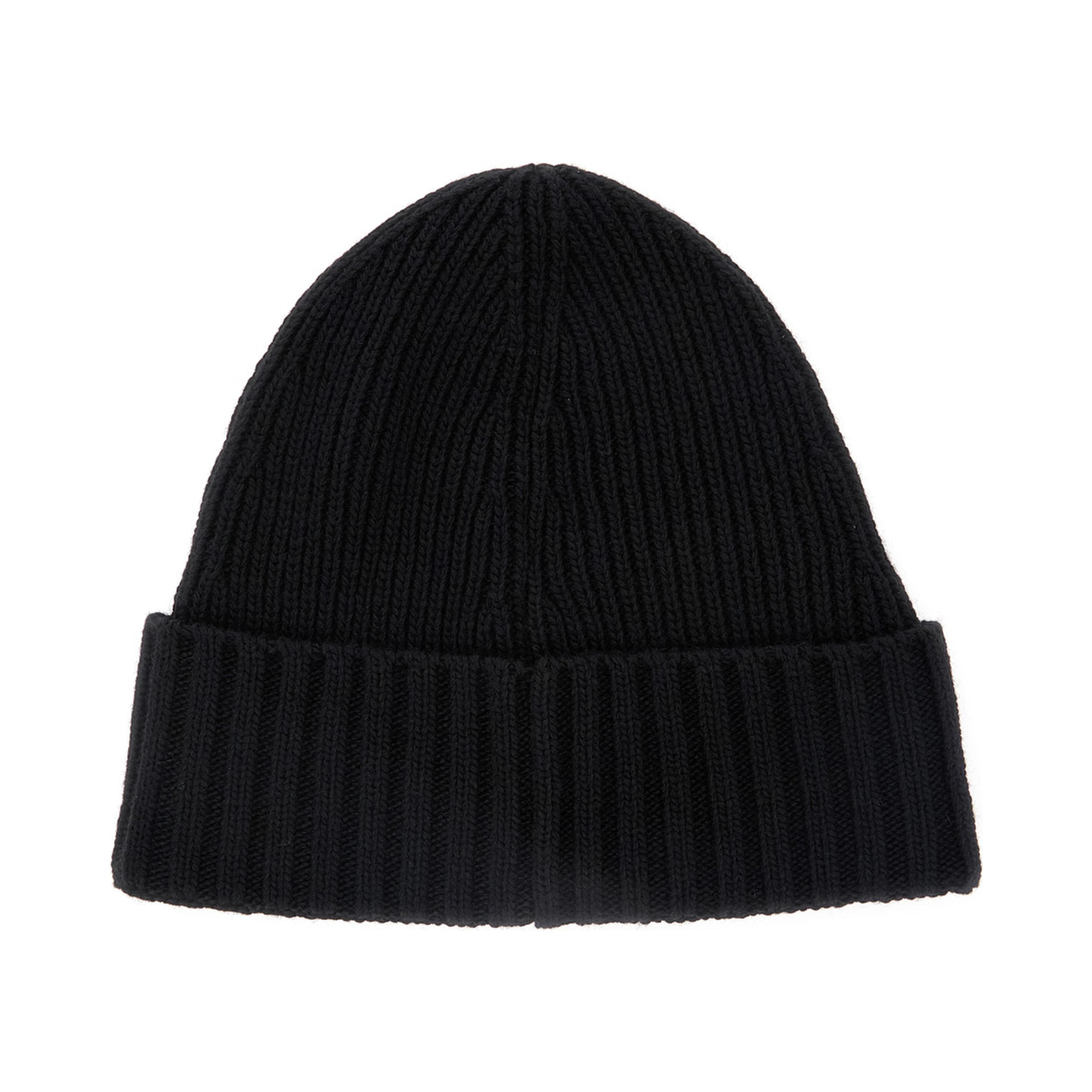 Black Beanie with Logo Patch on the Front in Wool Blend Boy