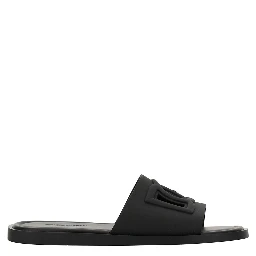 Black Sandals with Logo Detail in Rubber Man