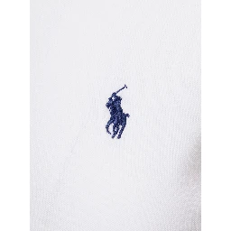 Julie Slim Fit White Polo Shirt with Classic Collar and Pony Embroidery on the Front in Cotton Stretch Woman