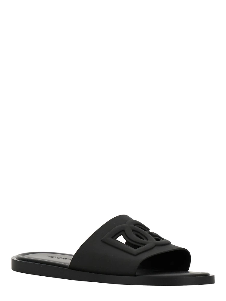 Black Sandals with Logo Detail in Rubber Man alternative