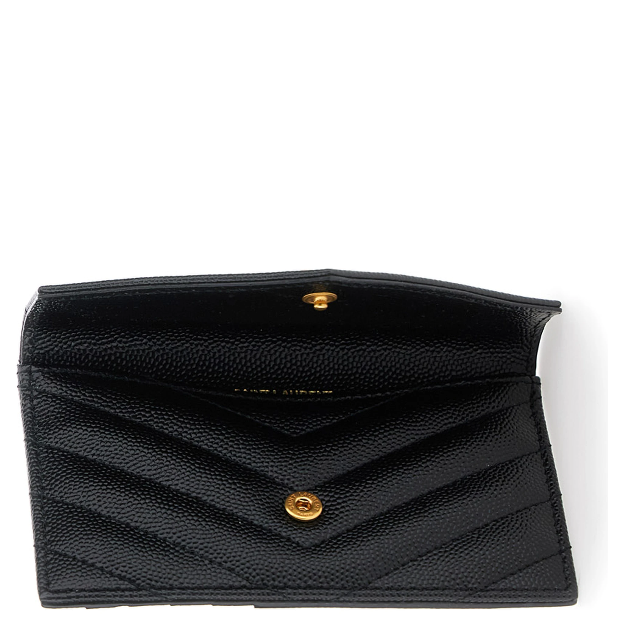 Cassandre Black Zip Card Case with Flap in Embossed Leather Woman