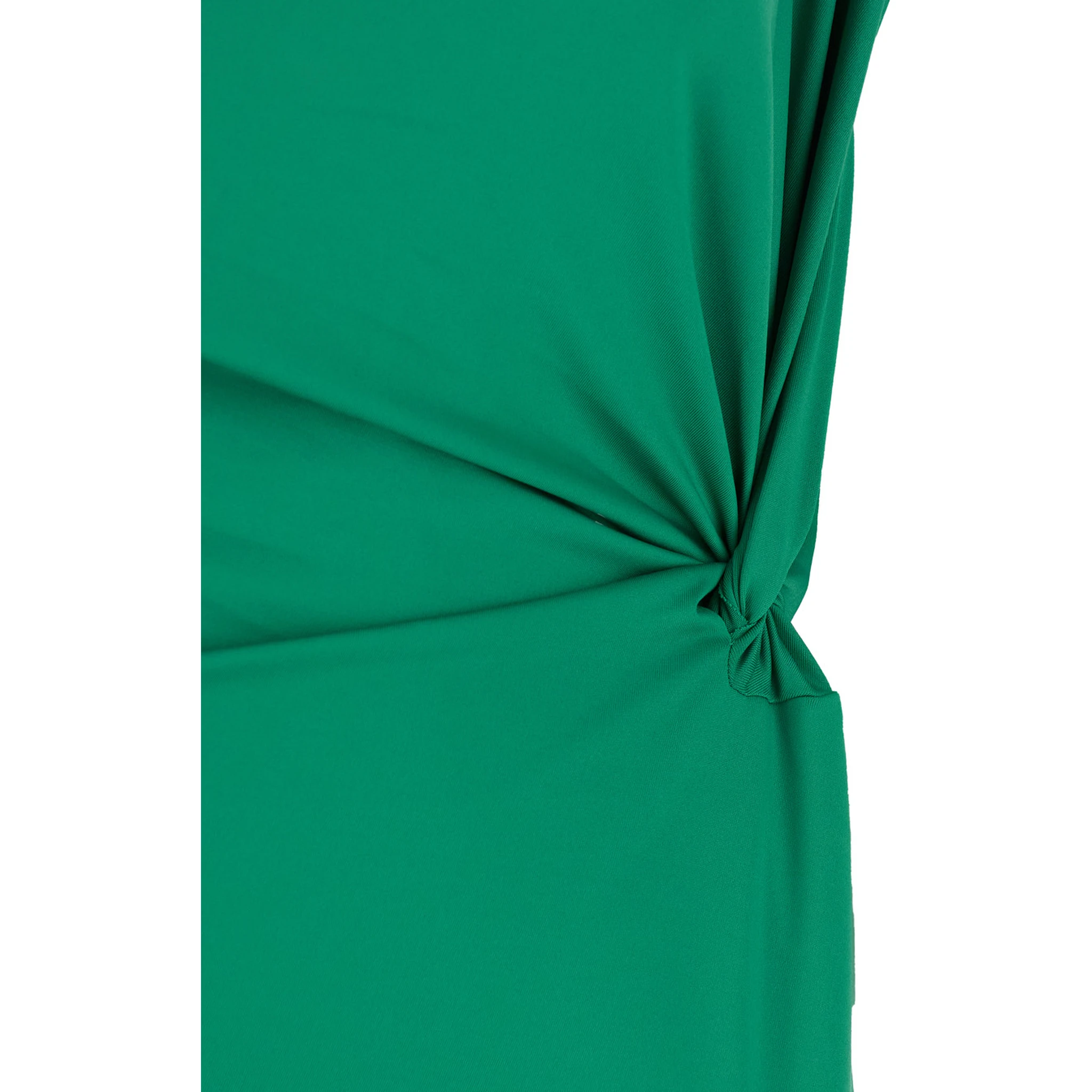Green Long Dress with Pleated Details in Tech Fabric Woman
