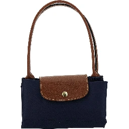 M Le Pliage Original Blue Shoulder Bag with Embossed Logo in Canvas Woman