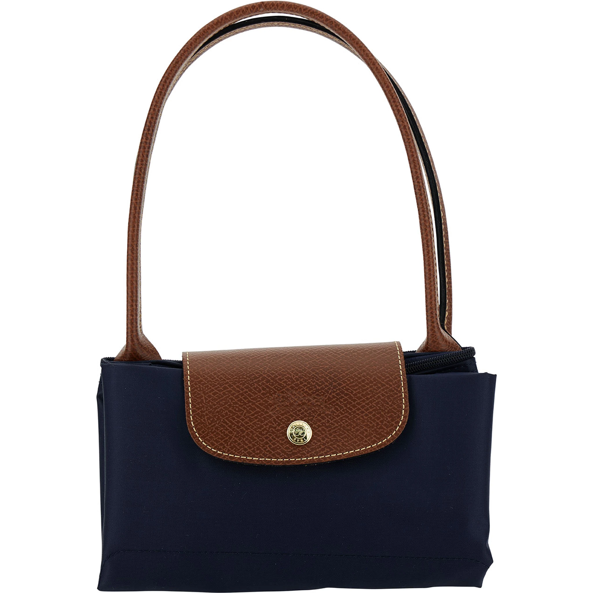 M Le Pliage Original Blue Shoulder Bag with Embossed Logo in Canvas Woman