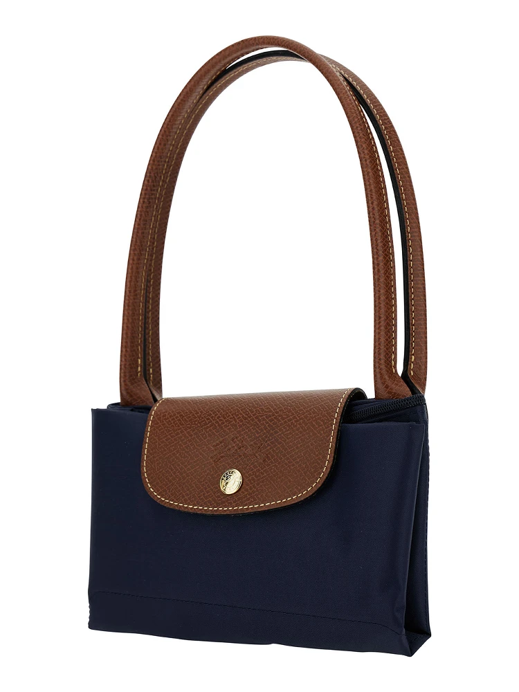 M Le Pliage Original Blue Shoulder Bag with Embossed Logo in Canvas Woman alternative