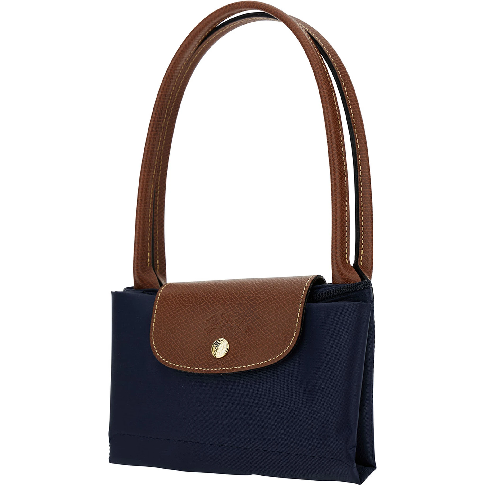 M Le Pliage Original Blue Shoulder Bag with Embossed Logo in Canvas Woman