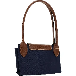 M Le Pliage Original Blue Shoulder Bag with Embossed Logo in Canvas Woman