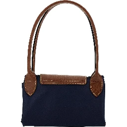 M Le Pliage Original Blue Shoulder Bag with Embossed Logo in Canvas Woman