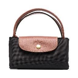 Le Pliage S Black Handbag with Engraved Logo in Recycled Canvas Woman