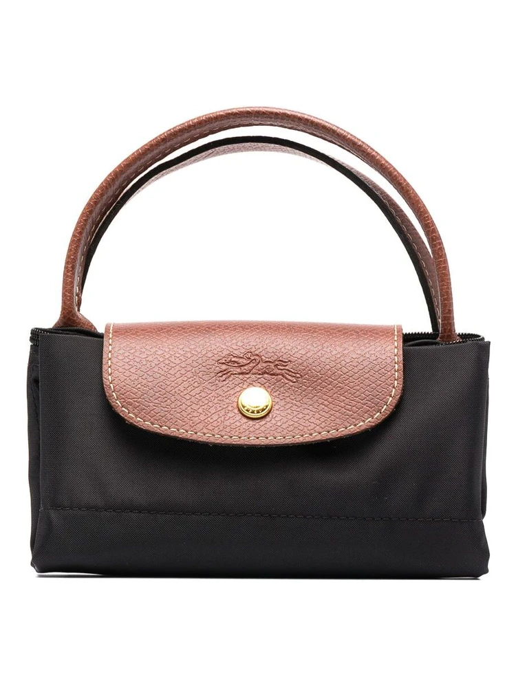 Le Pliage S Black Handbag with Engraved Logo in Recycled Canvas Woman