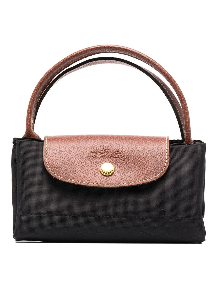 Le Pliage S Black Handbag with Engraved Logo in Recycled Canvas Woman