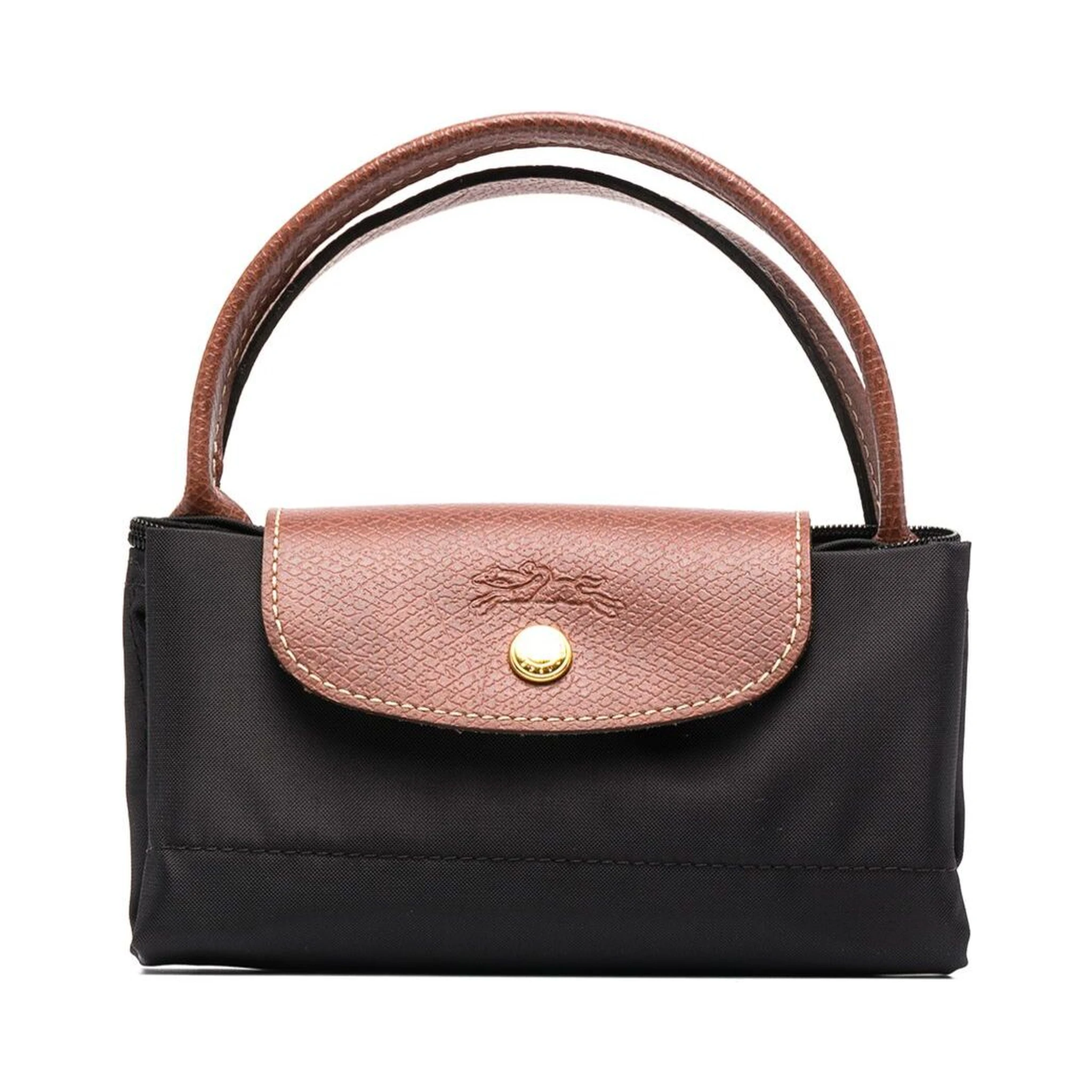 Le Pliage S Black Handbag with Engraved Logo in Recycled Canvas Woman