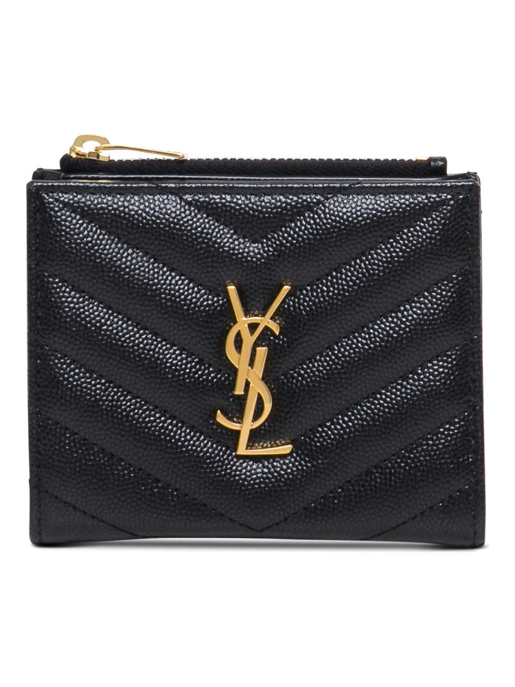 Grain De Poudre Black Leather Wallet with Metal Logo