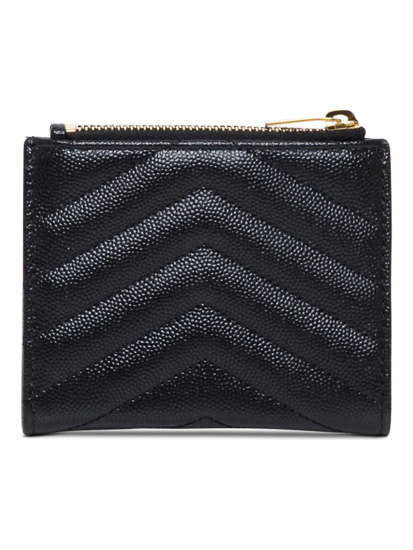 Grain De Poudre Black Leather Wallet with Metal Logo