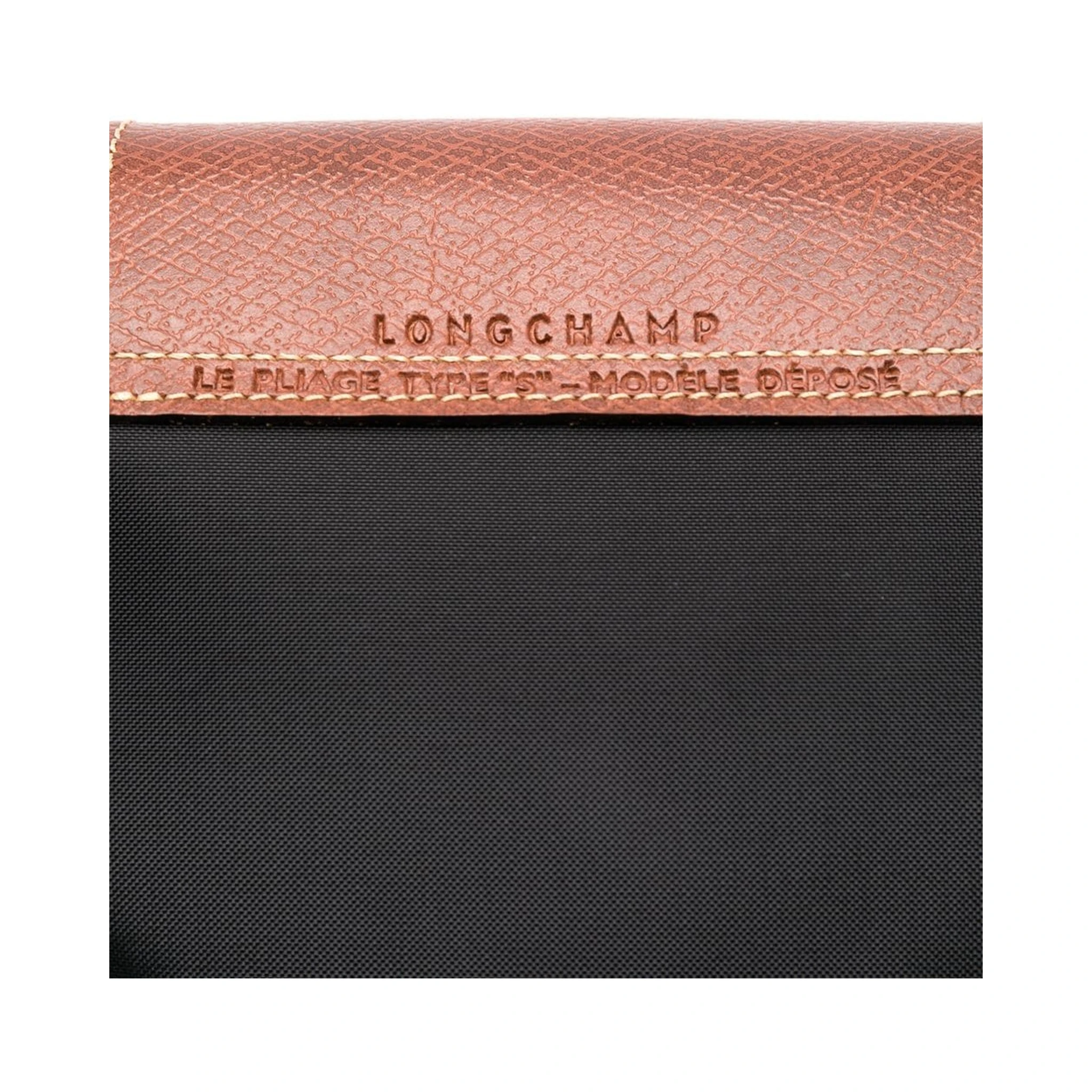 Le Pliage S Black Handbag with Engraved Logo in Recycled Canvas Woman