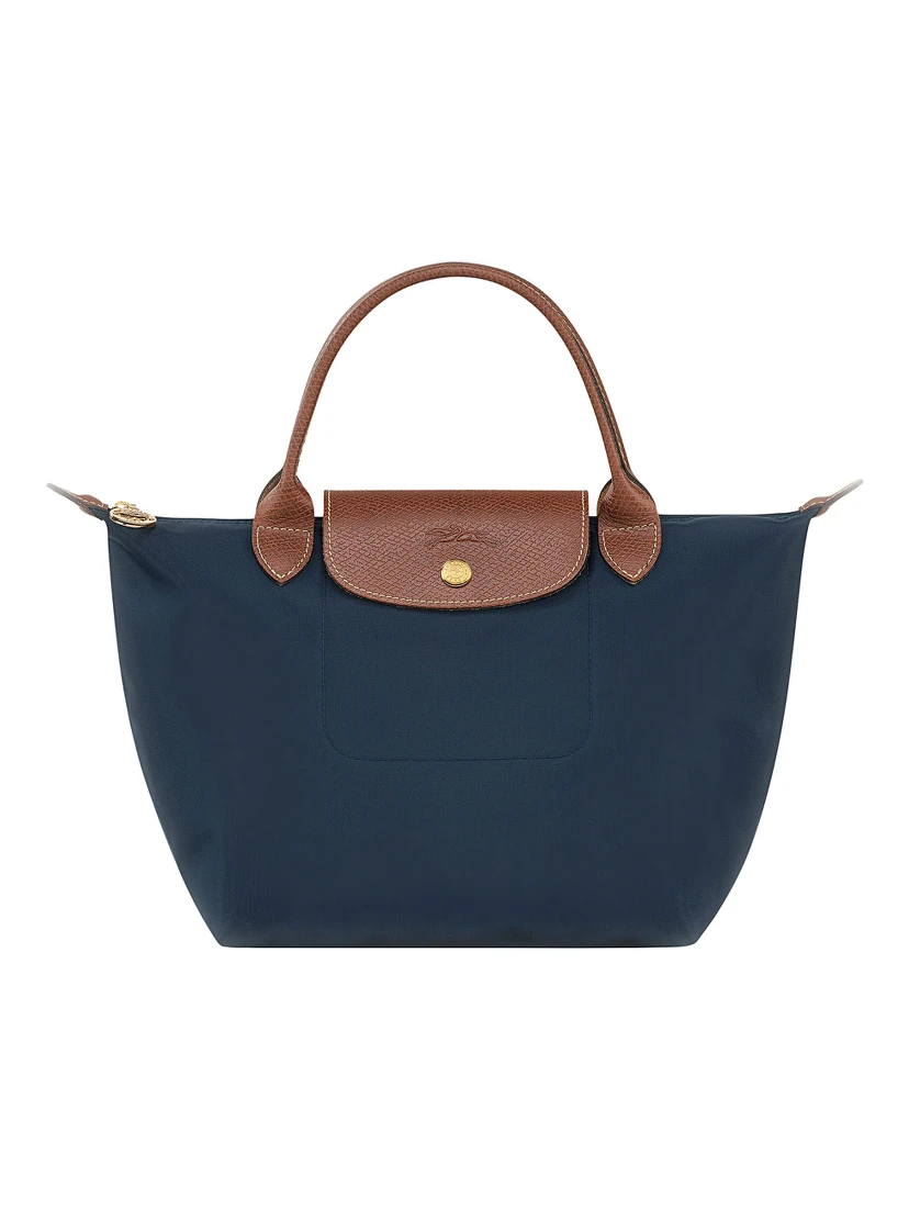 Le Pliage S Blue Handbag with Engraved Logo in Recycled Canvas Woman