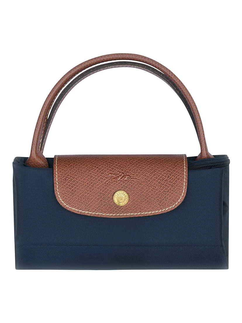Le Pliage S Blue Handbag with Engraved Logo in Recycled Canvas Woman