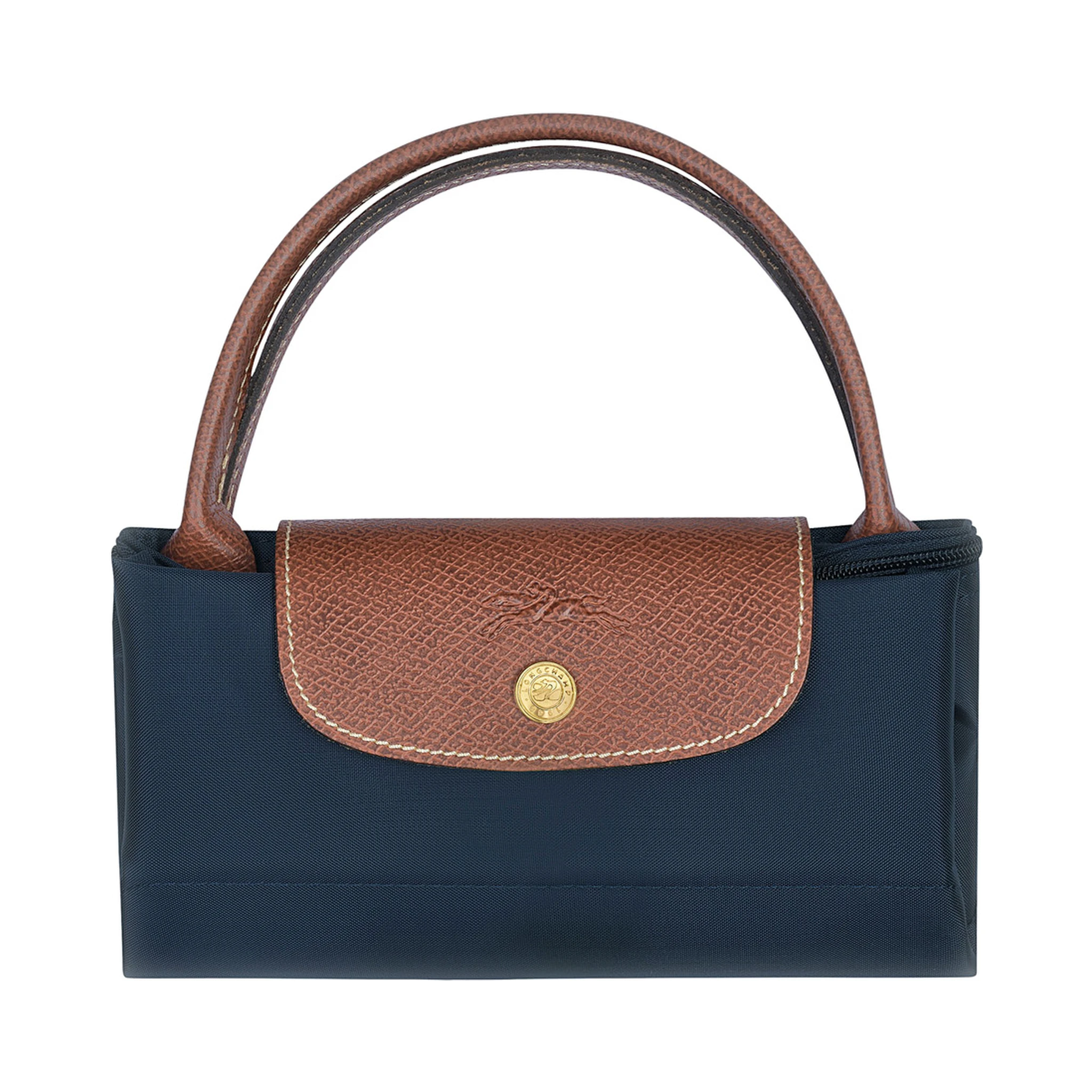 Le Pliage S Blue Handbag with Engraved Logo in Recycled Canvas Woman