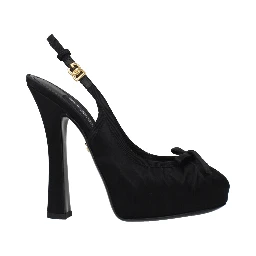 Black Satin High Heel Pumps