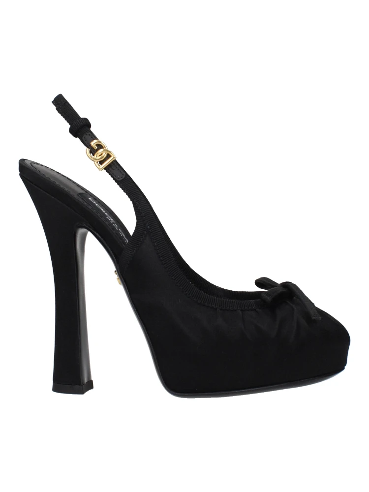 Black Satin High Heel Pumps
