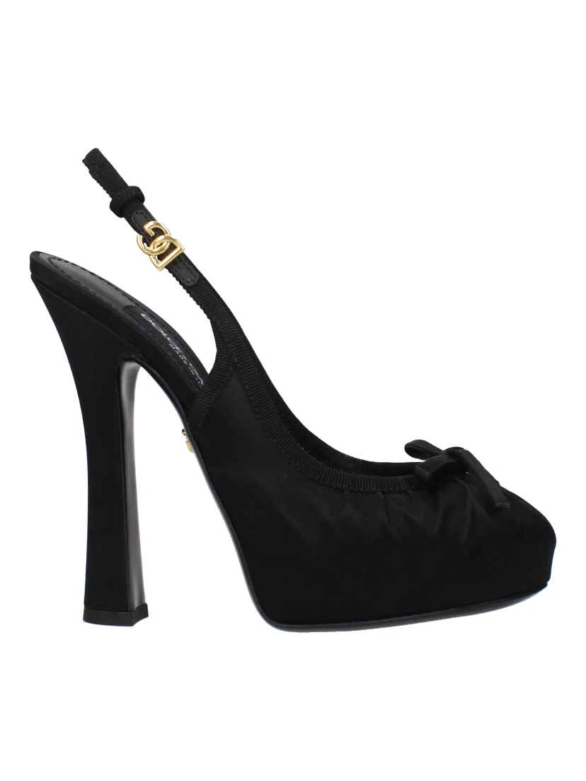 Black Satin High Heel Pumps
